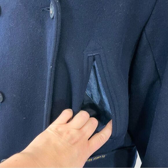 Nautica Jeans Wool Classic Double Breasted Peacoat Navy Blue Jacket  sz L/XL - Picture 10 of 16